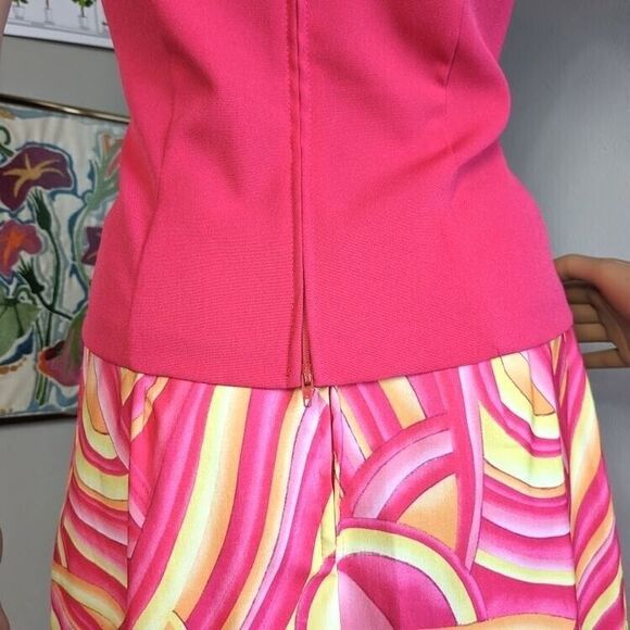 Vintage 90s y2k Brioche Mini Skirt Top Set Mod Psychedelic Mini Size Jrs 9/10 - Picture 9 of 11